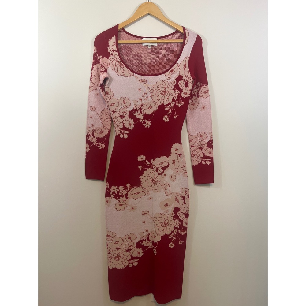 Cara Cara Taylor Jacquard-Knit Midi Dress XS Red White